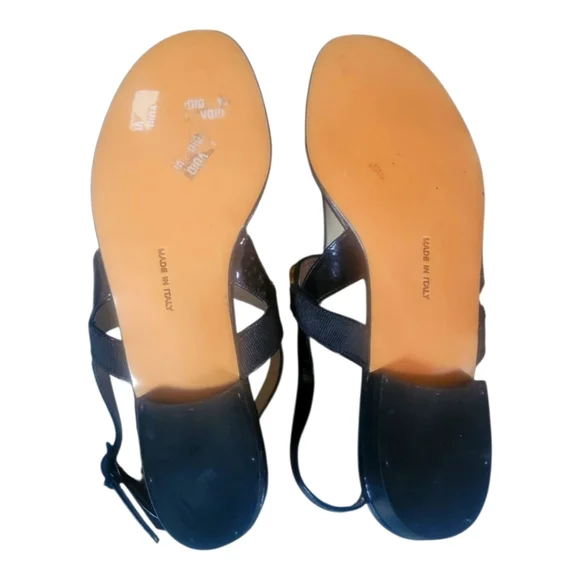 Salvatore Ferragamo Women's Vintage Black Patent Leather Thong Sandals Sz 6 1/2B